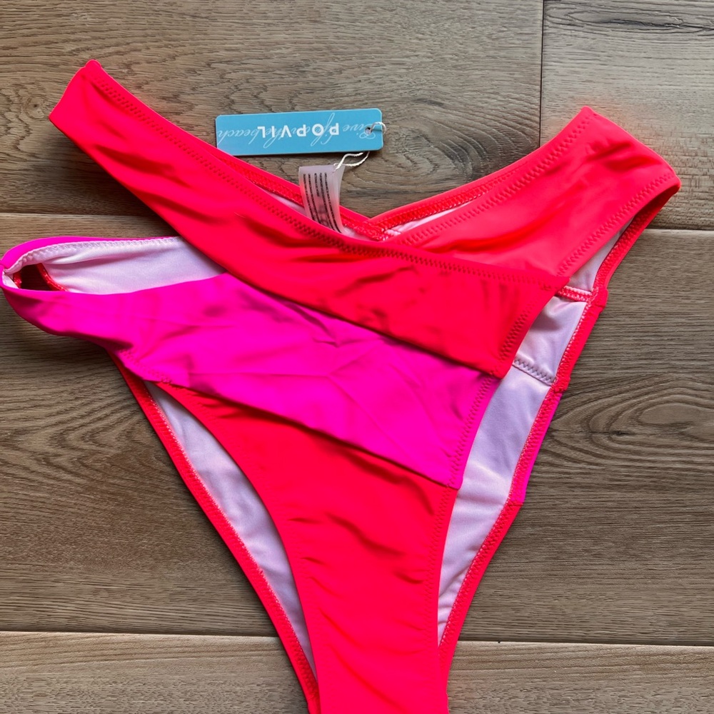 NEW! Popvil - Women's Pink and Red Bikini Bottom